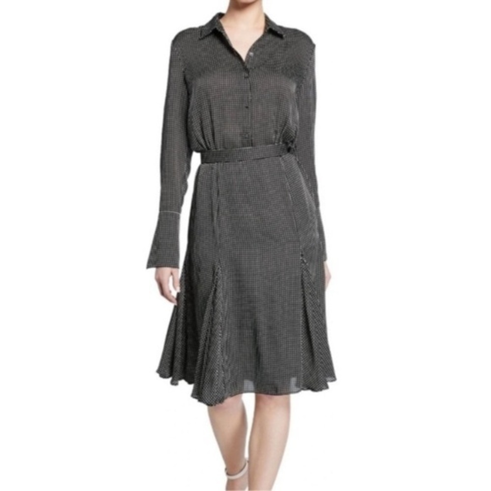 Equipment NWT Belted Long Sleeve Square Print Midi Dress 00
